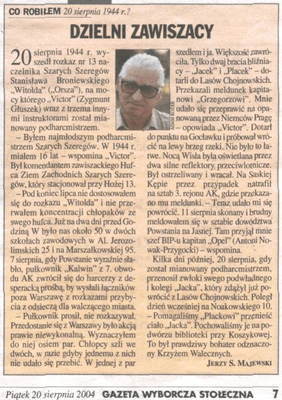wycinek z Gazety Stołecznej 20.08.2004r.